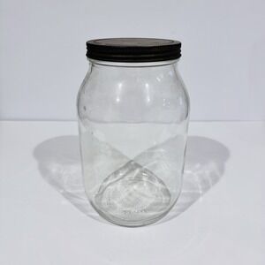 Vintage Anchor Hocking Glass Gallon‎ Jar Clear Glass W Screw On Metal Lid